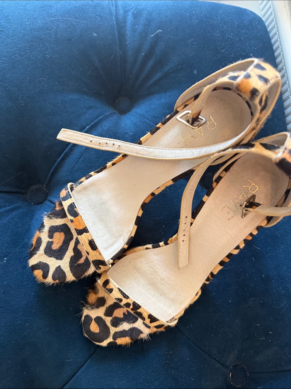 RAYE Leopard Print Open-Toe Ankle Strap Heels